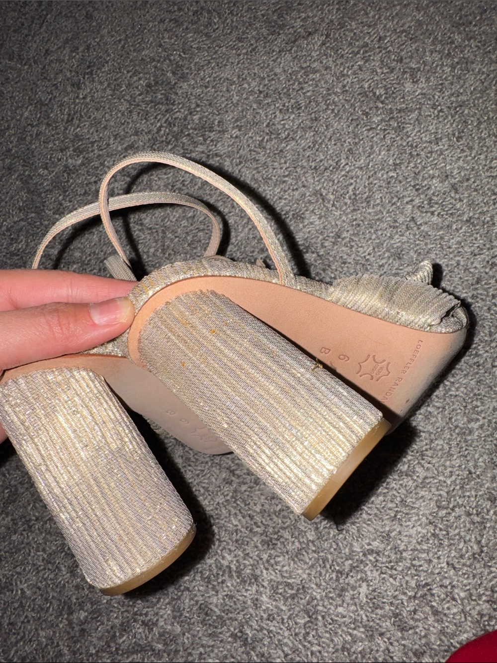 loeffler randall camellia bow high heel sandals in platinum sz 6 - Picture 3 of 4